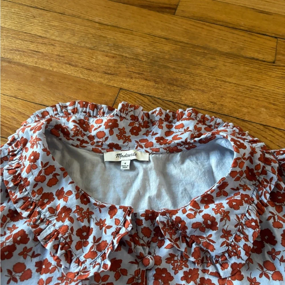 Madewell Size 8 Peter Pan Collar Puff-sleeve Mini Dress in Piccola Floral - Picture 3 of 8